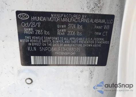 2018 Hyundai Elantra Sel from USA, damaged, VIN 5NPD84LF1JH288035